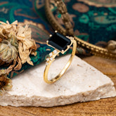 Timeless 3 Carat Emerald Cut Black Onyx Engagement Ring